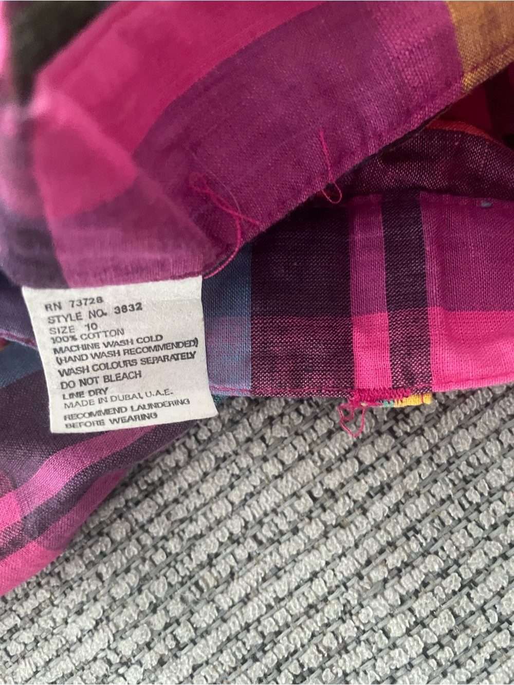 Vintage Multicolor Madras Plaid Midi Skirt - Pink, Yellow, Blue, Green, Purple - Picture 5 of 5